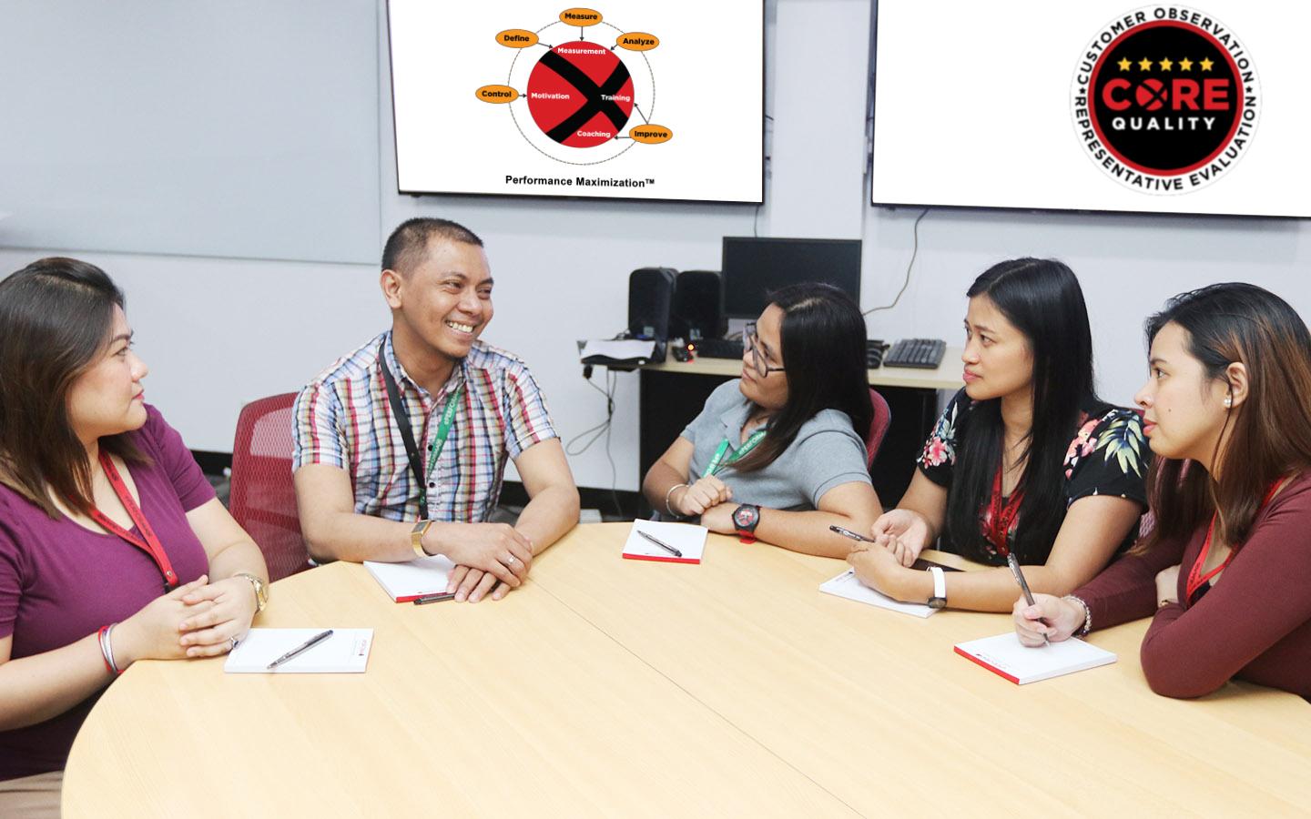 Contact center Philippines team in a corporate office